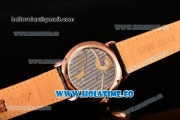 Cartier Rotonde De Asia Manual Winding Rose Gold Case with Black Dial and White Roman Numeral Markers