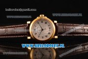 Breguet Marine Big Date Clone Breguet Automatic Yellow Gold Case with Blue Dial and Brown Leather Strap