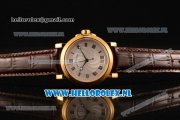 Breguet Marine Big Date Clone Breguet Automatic Yellow Gold Case with Blue Dial and Brown Leather Strap