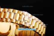 Rolex Day-Date II Swiss ETA 2836 Automatic Movement Full Gold with Black Dial and Gold Arabic Numeral Hour Markers