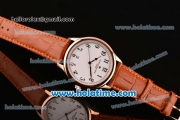 Vacheron Constantin Historiques Chronometre Royal 1907 Miyota Quartz Rose Gold Case with Brown Leather Strap White Dial and Arabic Numeral Markers