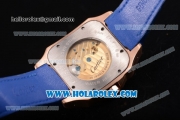 Cartier Santos Tourbillon Asia Automatic Rose Gold Case with Blue Dial and Blue Leather Strap - Roman Numeral Markers