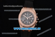 Audemars Piguet Royal Oak Offshore Seiko VK67 Quartz Rose Gold/Diamonds Case with Black Dial and Black Rubber Strap