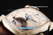 Parmigiani Kalpa XL Swiss Tourbillon Manual Winding Movement Steel Case with White Dial and Brown Leather Strap