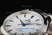 Omega Seamaster Automatic Movement Steel Case with Blue Stick Marking-White Dial