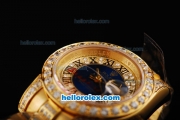 Rolex Datejust Automatic Movement Full Gold ETA Coating with Diamond Bezel and Roman Numeral Hour Markers-Lady Size