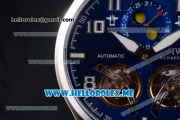 IWC Big Pilot Double Tourbillon Asia ST28 Automatic Steel Case with Blue Dial and Brown Leather Strap Stick/Arabic Numeral Markers