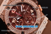 Hublot Big Bang Chrono Miyota OS20 Quartz Diamonds/Rose Gold Case with Brown Dial and Diamonds Bezel