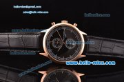 Patek Philippe Grand Complication Chronograph Miyota OS20 Quartz Rose Gold Case with Black Dial and Stick Markers