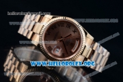 Rolex Day-Date Swiss ETA 2836 Automatic 18K Rose Gold Case with Rose Gold Dial Roman Numeral Markers and 18K Rose Gold Bracelet (BP)