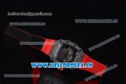 Richard Mille RM35-01 Miyota 9015 Automatic PVD Case with Skeleton Dial Dot Markers and Red Leather Strap