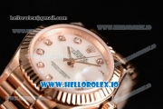 Rolex Datejust Swiss ETA 2671 Automatic Rose Gold Case with White Dial Diamonds Markers and Rose Gold Bracelet (BP)