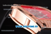 Richard Mille RM010 Miyota 9015 Automatic Rose Gold/Diamonds Case with Skeleton Dial and Red Inner Bezel