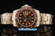 Rolex Submariner Swiss ETA 2836 Automatic Movement Steel Case and Strap with Brown Dial and Brown Ceramic Bezel