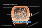 Richard Mille RM 038 Asia Automatic Rose Gold Case with Skeleton Dial and Black Inner Bezel - White Dot Markers