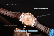 Ulysse Nardin Freak Asia ST22 Automatic Rose Gold Case with White Dial Numeral Markers and Brown Leather Strap - 7750 Coating