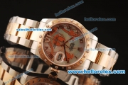 Rolex Datejust Asia 2813 Automatic Full Steel with Rose Gold/Diamond Bezel and White MOP Dial-SS Strap