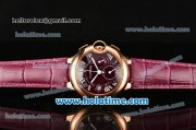 Cartier Ballon Bleu De Medium Chrono Miyota Quartz Rose Gold Case with Burgundy Dial and White Roman Numeral Markers