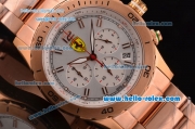 Ferrari Chronograph Miyota OS20 Quartz Rose Gold Case with Stick Markers White Dial and Rose Gold Strap