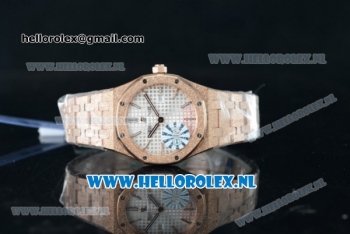 Audemars Piguet Royal Oak Swiss Quartz Rose Gold Case with White Dial and Rose Gold Bracelet (EF)