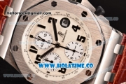 Audemars Piguet Royal Oak Offshore Safari Chronograph Swiss Valjoux 7750 Automatic Steel Case with White Dial and Numeral Markers - 1:1 Best Edition (JF)