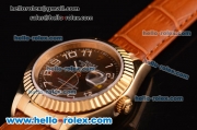 Rolex Datejust 2813 Automatic Gold Case with Brown Dial and Brown Leather Strap