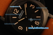 Panerai Luminor PAM 360 Swiss ETA 6497 Manual Winding Movement PVD Case with Black Dial and Brown Leather Strap