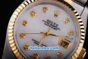 Rolex Datejust Oyster Perpetual Automatic with White Dial,Diamond Marking and Gold Bezel
