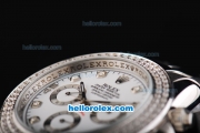 Rolex Daytona Chronograph Automatic with Diamond Bezel-Diamond Marking and White Dial