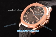 Patek Philippe Aquanaut Swiss ETA 2836 Automatic Rose Gold Case with Brown Dial and Black Rubber Strap