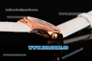 Rolex Cellini Time Asia 2813 Automatic Rose Gold Case with White Dial White Leather Strap and Stick/Roman Numeral Markers