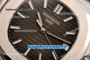 Patek Philippe Nautilus Miyota 9015 Automatic Steel Case with White Stick Markers and Black Leather Strap (BP)
