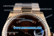 Rolex Day-Date Swiss ETA 2836 Automatic 18K Rose Gold Case with Brown Dial Diamonds Markers and 18K Rose Gold Bracelet (BP)