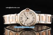 Cartier Ballon Bleu De Cartier Swiss ETA 2824 Automatic Movement Steel Case with Black Roman Numerals and Two Tone Strap