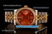 Rolex Datejust Asia Automatic Yellow Gold/Steel Case with Diamonds Bezel Red Dial and Diamonds Markers (BP)