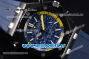 Audemars Piguet Royal Oak Offshore Diver Chrono Miyota OS20 Quartz PVD Case with Blue Dial Stick Markers and Blue Rubber Strap (EF)