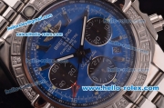 Breitling Chronomat B01 GMT Swiss Valjoux 7750 Automatic Steel Case/Strap with Blue Dial and Diamond Bezel