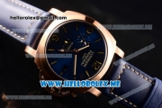 Panerai Luminor 1950 10 Days GMT PAM00689 Asia ST25 Automatic Rose Gold Case with Blue Dial and Stick/Arabic Numeral Markers Blue Leather Strap