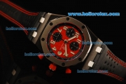 Audemars Piguet Royal Oak Offshore Chronograph Swiss Valjoux 7750 Automatic Movement PVD Case with Red Dial and Black Leather Strap-Run 9@Sec