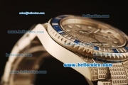 Rolex GMT Master II Swiss ETA 2836 Automatic Full Steel with Diamond Paved and Blue and White Bezel