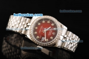 Rolex Datejust Oyster Perpetual Automatic with Diamond Bezel and Diamond Marking,Black&Red Dial