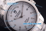 Tudor Day-Date Rotor Self-Winding Automatic Steel Case with Ceramic Bezel and White Dial-ETA Coating