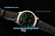 U-Boat Italo Fontana Left Hook Automatic Movement Steel Case Green Markers with Black Dial and Black Leather Strap