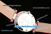 Franck Muller Ronde Miyota Quartz Steel Case with Red Leather Bracelet White Dial and Red Stick Markers