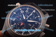 IWC Pilot's Double Chronograph Edition TOP GUN Swiss Valjoux 7750 Automatic Ceramic Case with Black Dial and Black Leather Strap