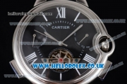 Cartier Ballon Bleu De Tourbillon Asia ST25 Automatic Steel Case with Black Dial and Black Leather Strap