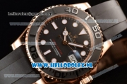 1:1 Rolex Yachtmaster 40 3135 Automatic Rose Gold Case with Black Dial Dots Markers and Black Rubber Strap (EF)