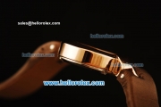 Cartier d'Art Swiss Quartz Rose Gold Case with Black Dial and Brown Leather Strap