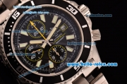 Breitling Superocean Chrono II Swiss Valjoux 7750-SHG Automatic Steel Case PVD Bezel with Steel Strap Black Dial Stick Markers-Yellow Hands 1:1 Original