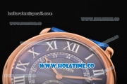 Cartier Rotonde De Asia Manual Winding Rose Gold Case with Blue Dial and White Roman Numeral Markers